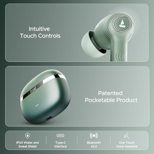 boAt Nirvana Ion, 120HRS Battery, Crystal Bionic Sound w/Dual EQ Modes, 4Mics ENx, App Support, Low Latency, IPX4, v.5.2 Bluetooth Earbuds, TWS Ear Buds Wireless Earphones with mic (Charcoal Black)