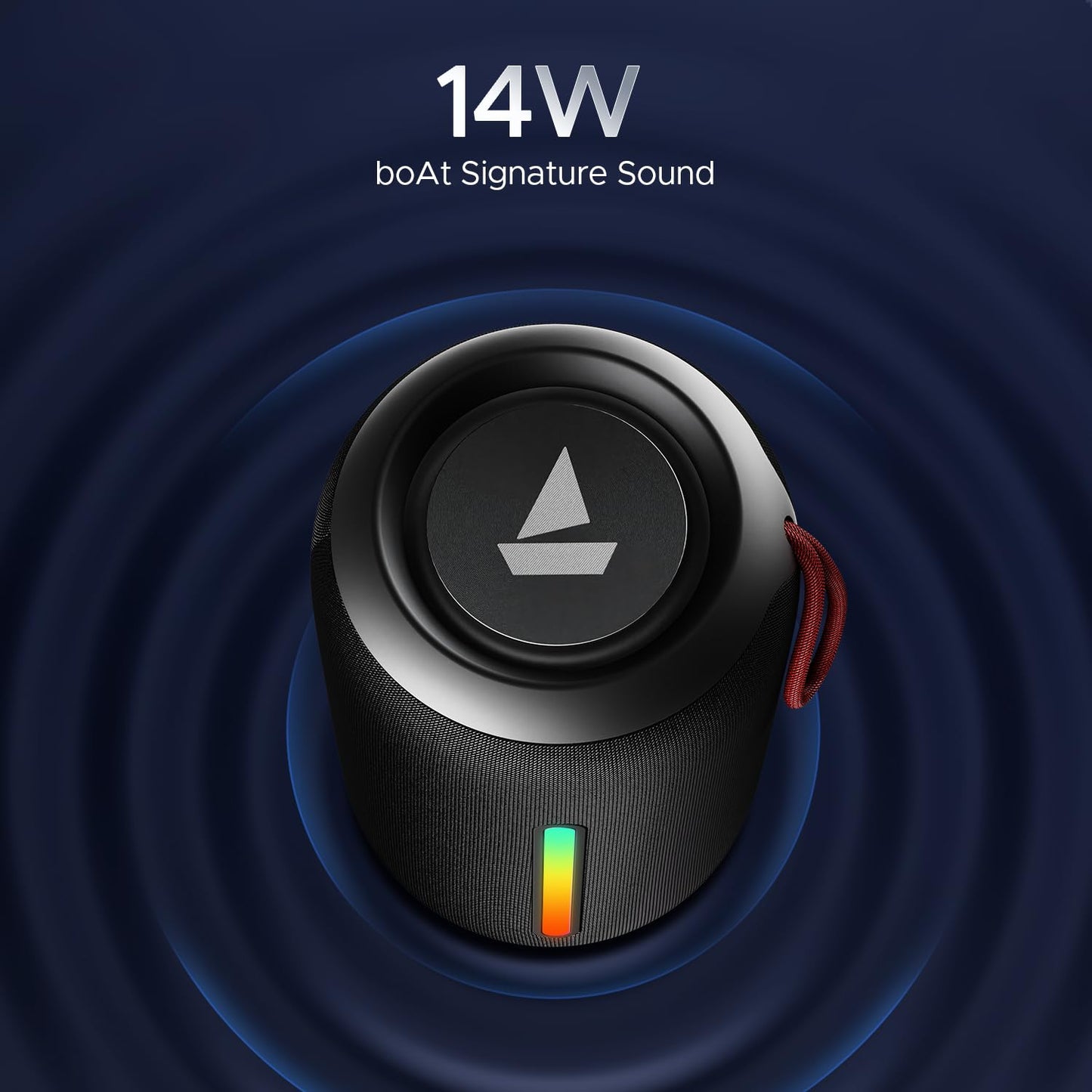 Boat Stone 352 Bluetooth Speaker with 10W RMS Stereo Sound, IPX7 Water Resistance, TWS Feature, Up to 12H Total Playtime, Multi-Compatibility Modes and Type-C Charging(Raging Black)