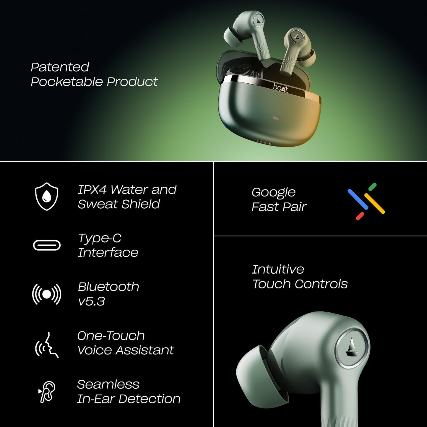 boAt Nirvana Ion, 120HRS Battery, Crystal Bionic Sound w/Dual EQ Modes, 4Mics ENx, App Support, Low Latency, IPX4, v.5.2 Bluetooth Earbuds, TWS Ear Buds Wireless Earphones with mic (Charcoal Black)
