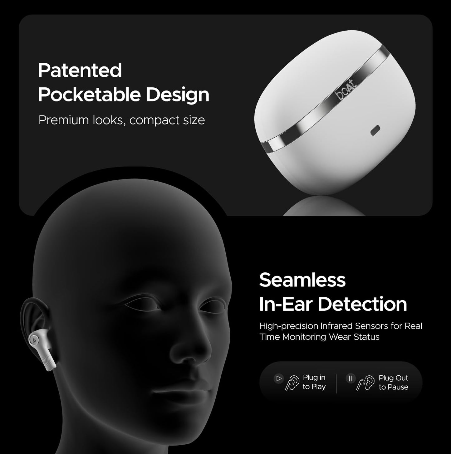 boAt Nirvana Ion, 120HRS Battery, Crystal Bionic Sound w/Dual EQ Modes, 4Mics ENx, App Support, Low Latency, IPX4, v.5.2 Bluetooth Earbuds, TWS Ear Buds Wireless Earphones with mic (Charcoal Black)