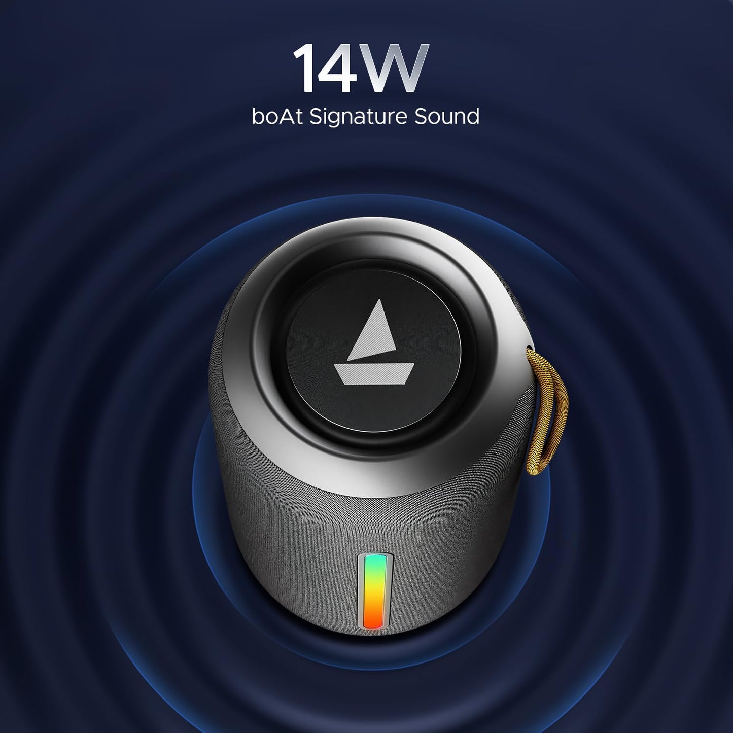 Boat Stone 352 Bluetooth Speaker with 10W RMS Stereo Sound, IPX7 Water Resistance, TWS Feature, Up to 12H Total Playtime, Multi-Compatibility Modes and Type-C Charging(Raging Black)