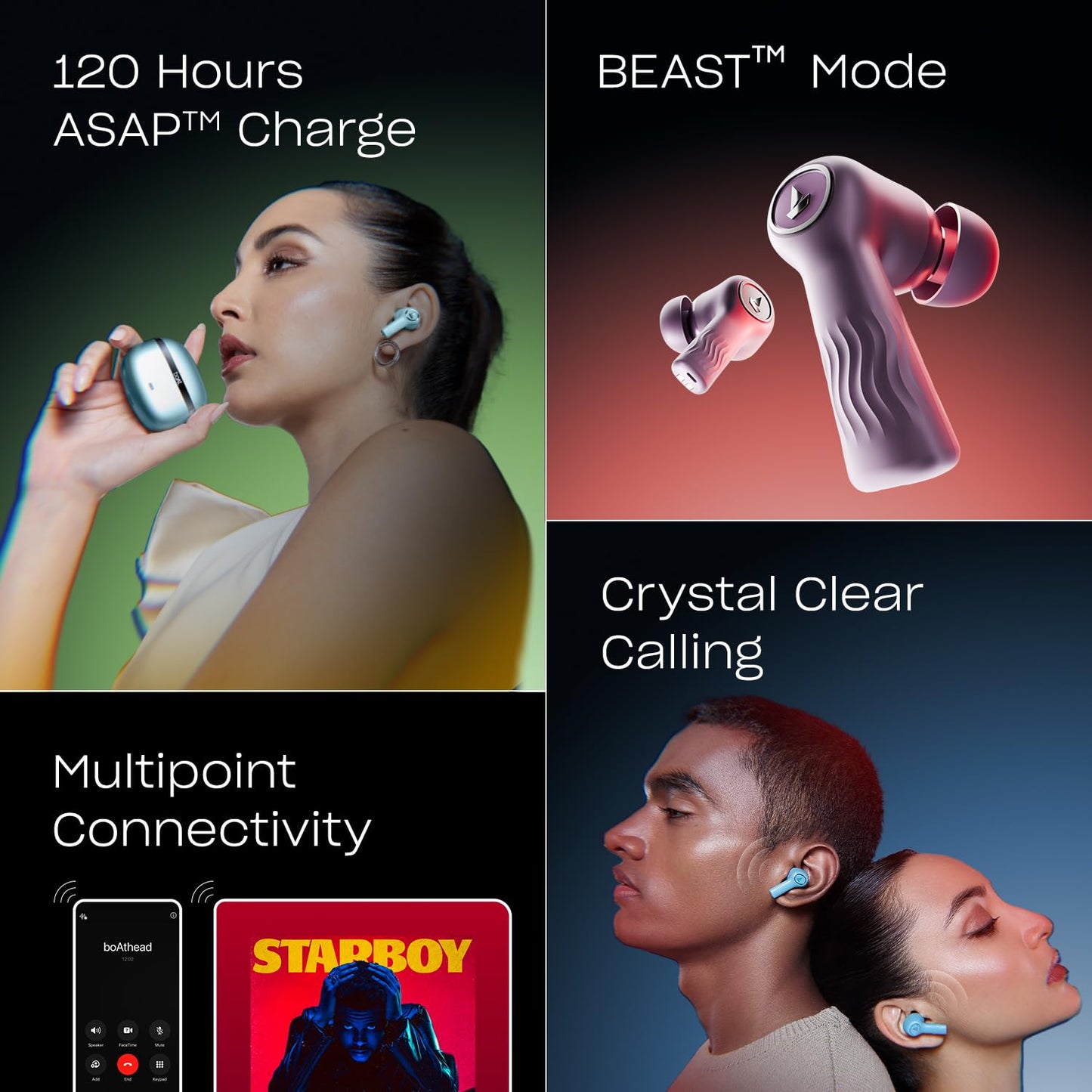 boAt Nirvana Ion, 120HRS Battery, Crystal Bionic Sound w/Dual EQ Modes, 4Mics ENx, App Support, Low Latency, IPX4, v.5.2 Bluetooth Earbuds, TWS Ear Buds Wireless Earphones with mic (Charcoal Black)