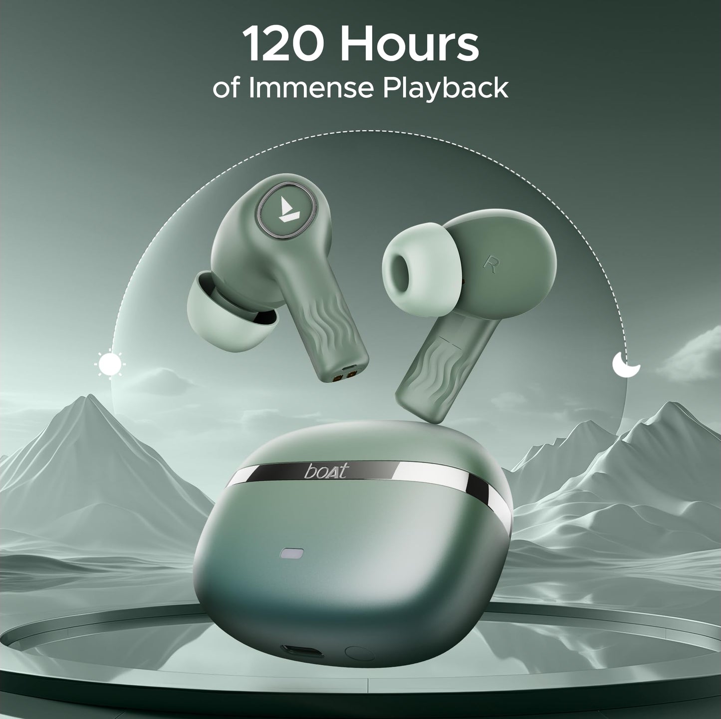 boAt Nirvana Ion, 120HRS Battery, Crystal Bionic Sound w/Dual EQ Modes, 4Mics ENx, App Support, Low Latency, IPX4, v.5.2 Bluetooth Earbuds, TWS Ear Buds Wireless Earphones with mic (Charcoal Black)
