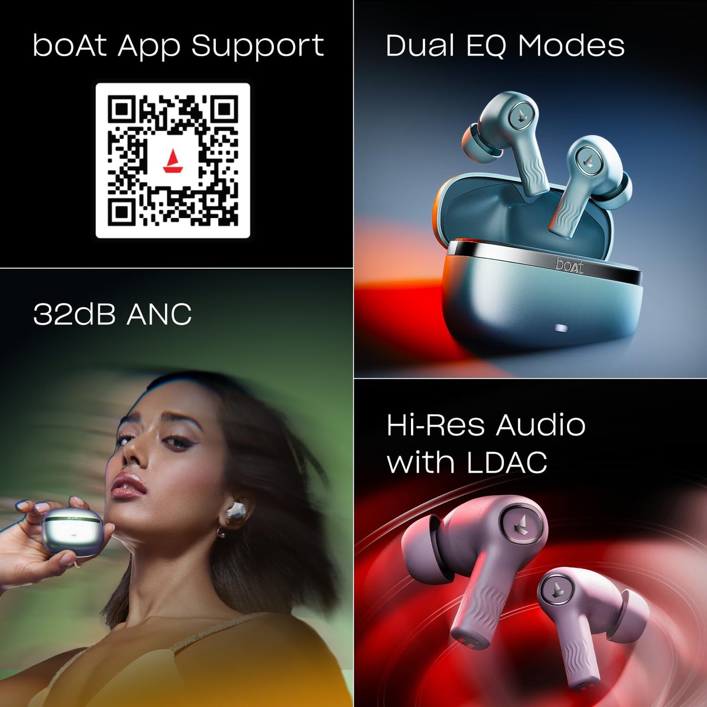 boAt Nirvana Ion, 120HRS Battery, Crystal Bionic Sound w/Dual EQ Modes, 4Mics ENx, App Support, Low Latency, IPX4, v.5.2 Bluetooth Earbuds, TWS Ear Buds Wireless Earphones with mic (Charcoal Black)