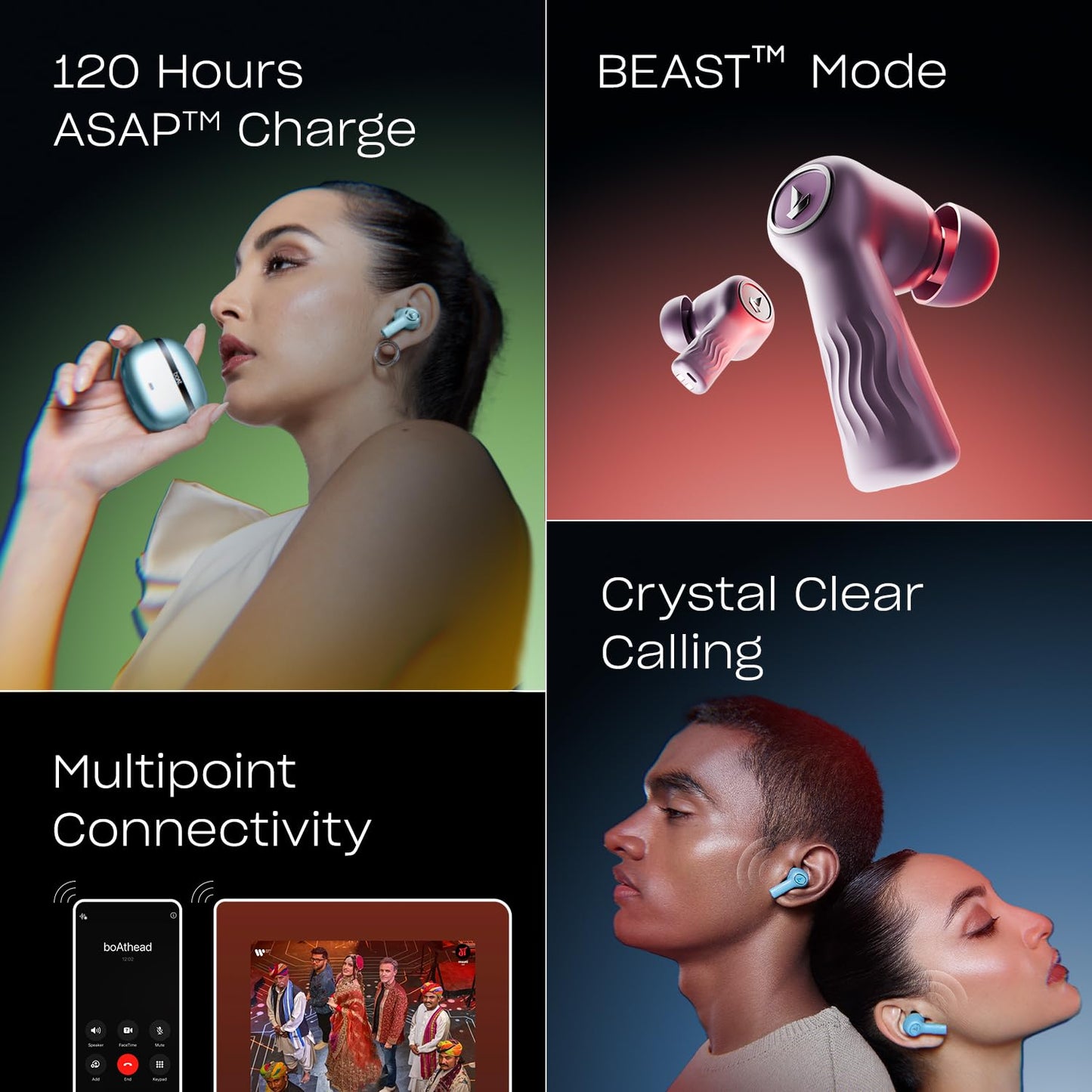 boAt Nirvana Ion, 120HRS Battery, Crystal Bionic Sound w/Dual EQ Modes, 4Mics ENx, App Support, Low Latency, IPX4, v.5.2 Bluetooth Earbuds, TWS Ear Buds Wireless Earphones with mic (Charcoal Black)