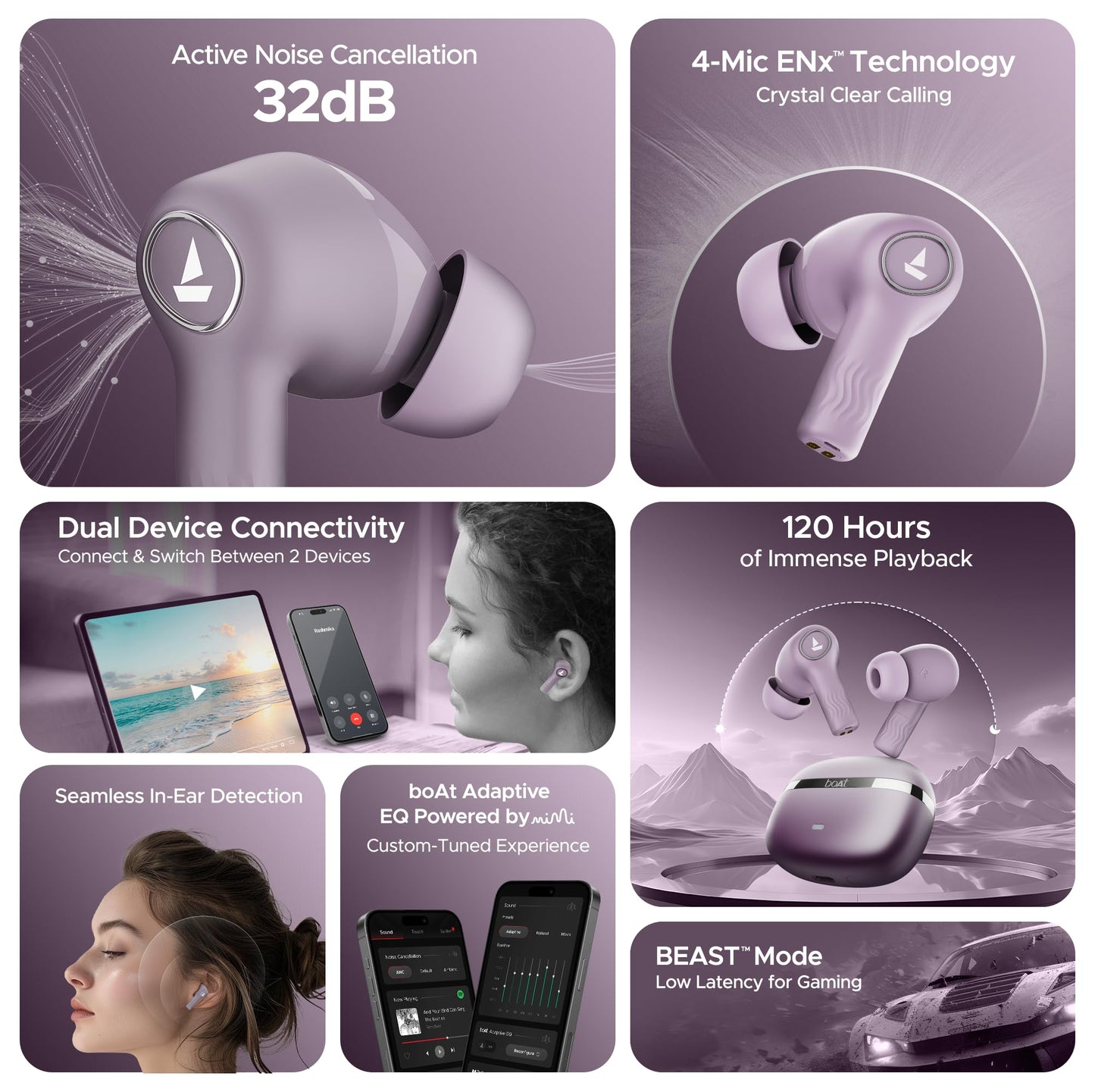 boAt Nirvana Ion, 120HRS Battery, Crystal Bionic Sound w/Dual EQ Modes, 4Mics ENx, App Support, Low Latency, IPX4, v.5.2 Bluetooth Earbuds, TWS Ear Buds Wireless Earphones with mic (Charcoal Black)